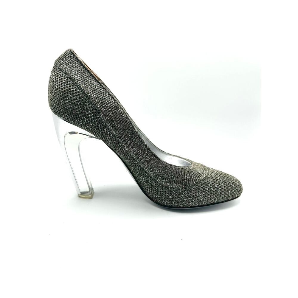 Valentino Garavani Silver Metallic Stretch Knit Pumps Heels Size EU 38.5